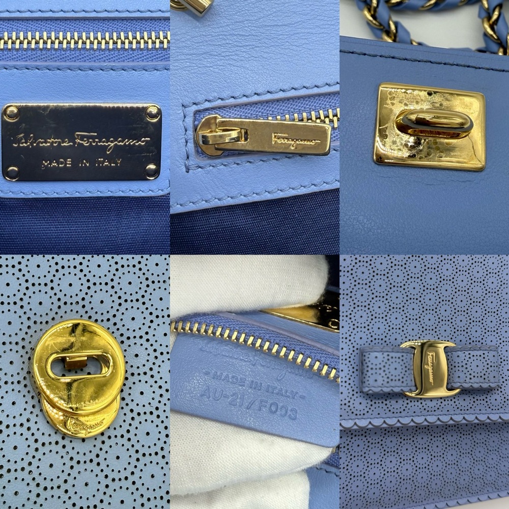 Authentic Salvatore Ferragamo PREFORATED vara Ginny bag - Picture 16 of 17